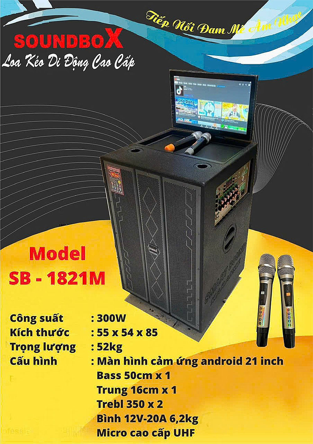 Loa kéo Sounbox SB-1821M, 1 bass 50