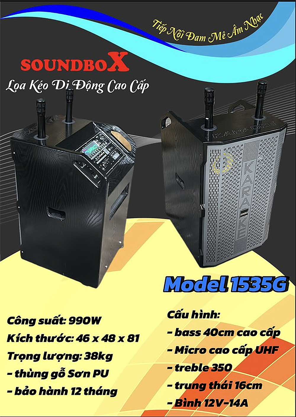Loa kéo Soundbox 1535G, 3 đường tiếng