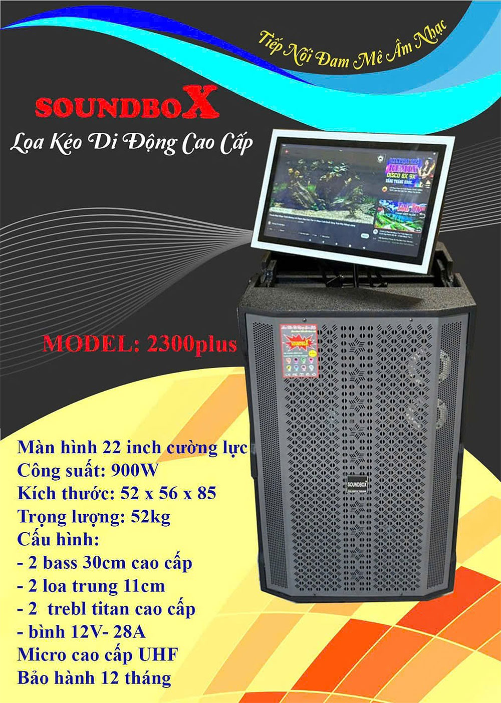 Loa kéo Soundbox 2300 plus, màn hinh android 22 inch