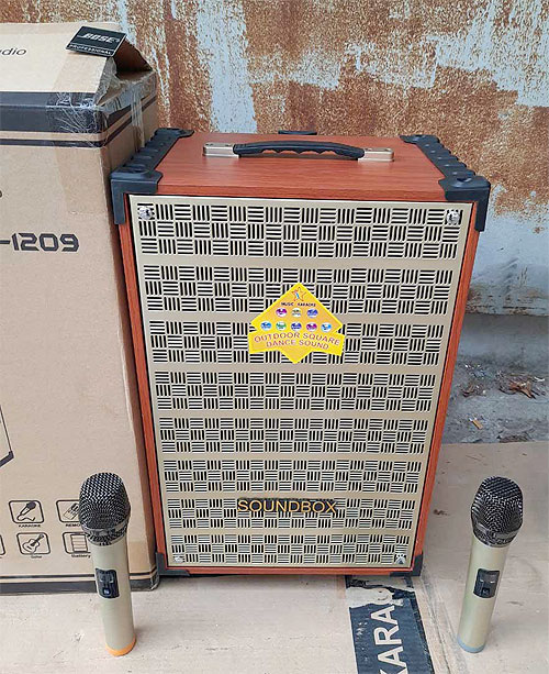 Loa kéo Soundbox GL-1216, loa karaoke bass 3 tấc, 2 mic
