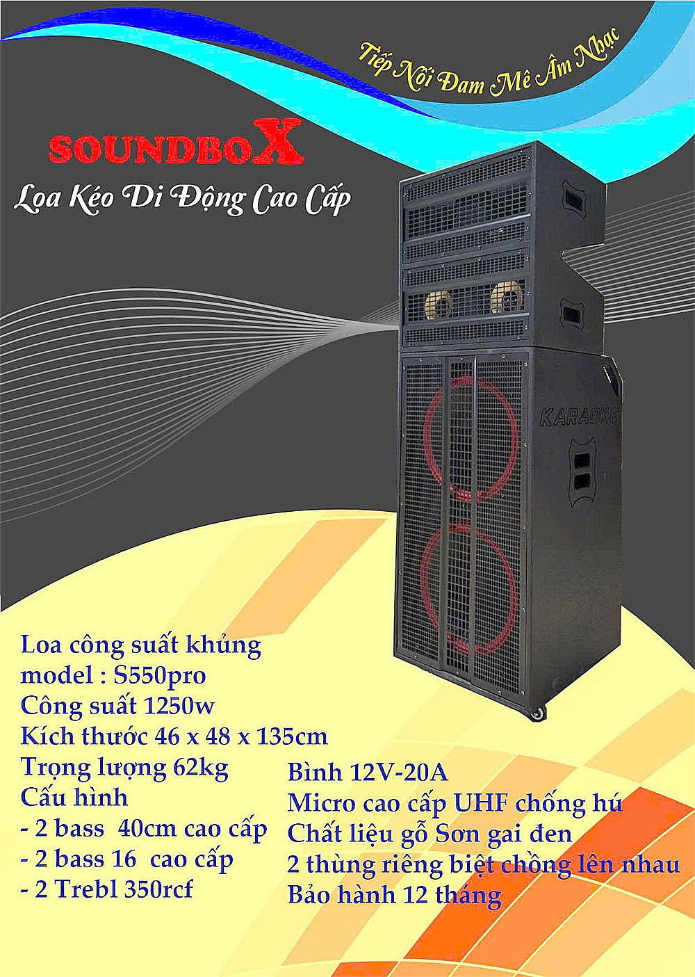 Loa Kéo Soundbox S550 Pro, 2 bass 40