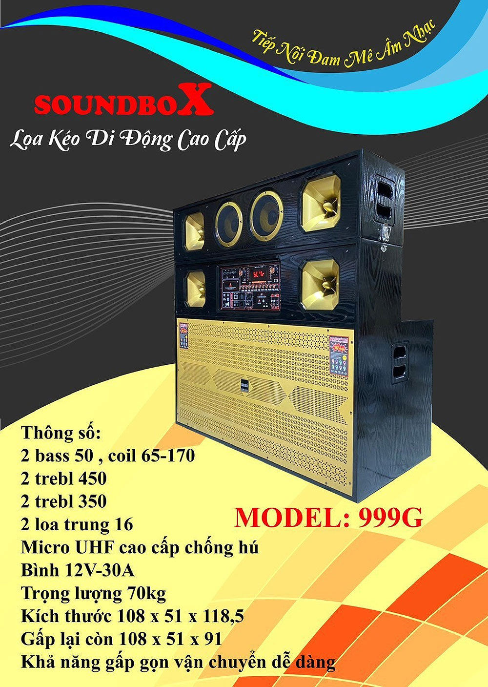 Loa kéo Soundbox SB-999G, 8 củ loa