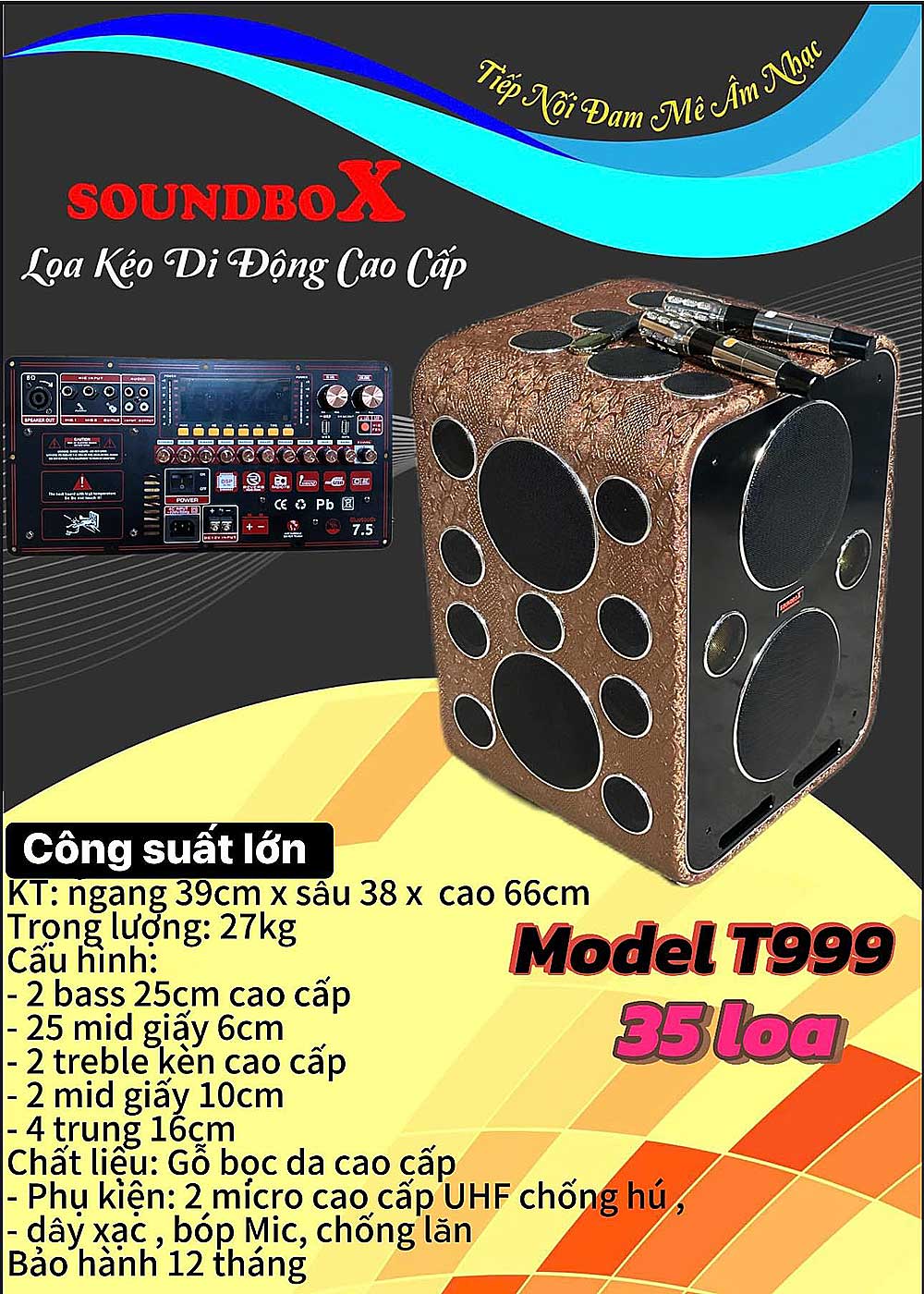 Loa kéo Soundbox T999, 35 củ loa