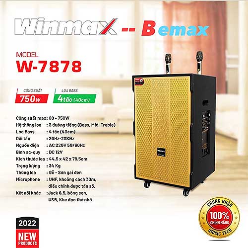 Loa kéo Winmax W-7878, loa karaoke 3 đường tiếng