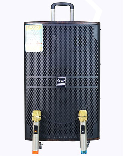 Loa vali kéo OSCAR SR15-20, loa karaoke vỏ gỗ, max đỉnh 800W