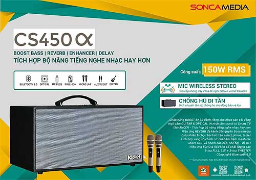 Loa xách tay ACNOS CS450 Alpha, loa karaoke 2 đường tiếng