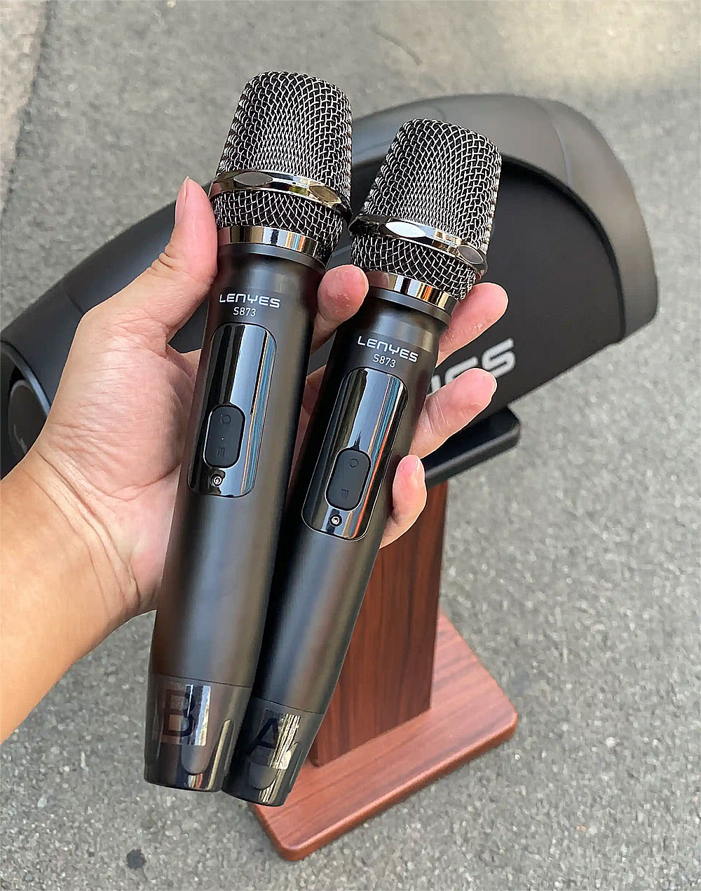 Loa xách tay LENYES S873, kèm 2 mic UHF