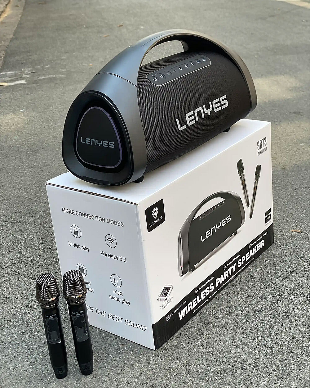 Loa xách tay LENYES S873, kèm 2 mic UHF
