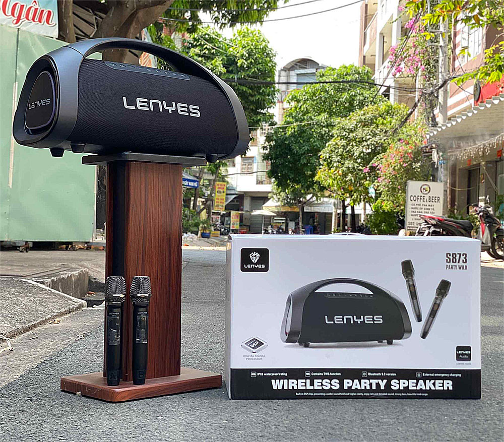 Loa xách tay LENYES S873, kèm 2 mic UHF