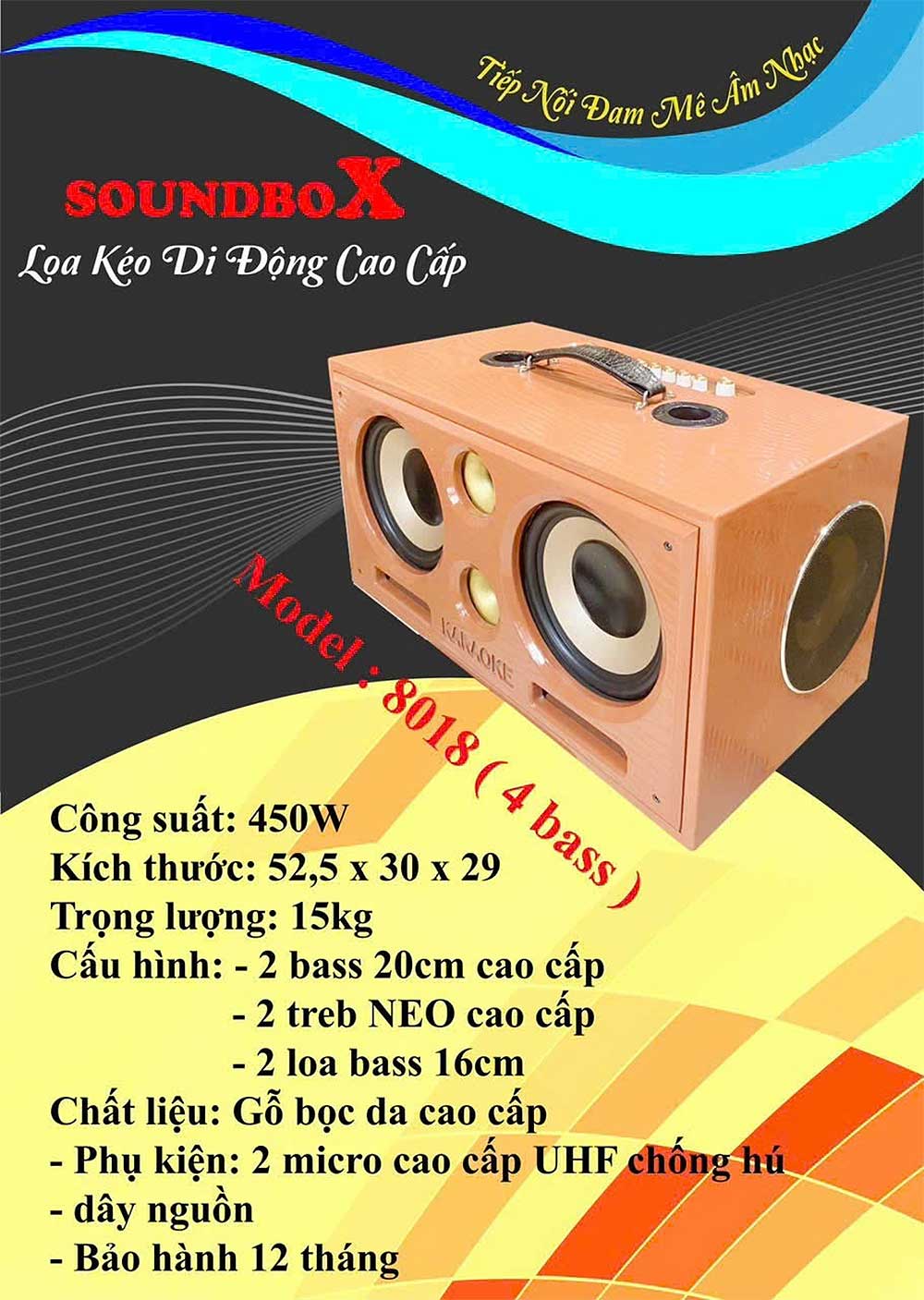 Loa xách tay Soundbox 8018, 6 đơn vị loa