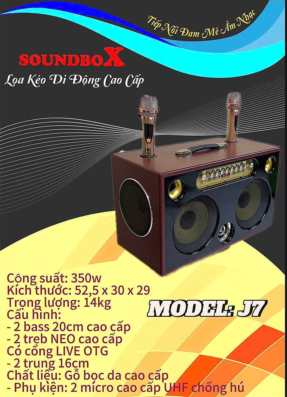 Loa xách tay Soundbox J7, 2 bass 20