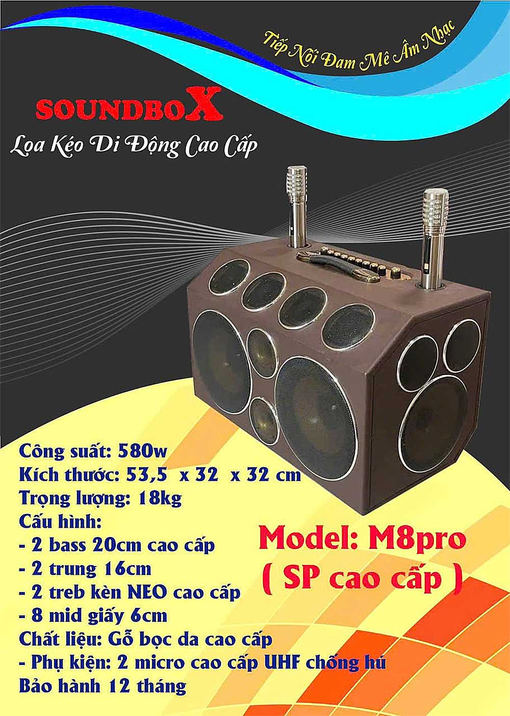Loa xách tay Soundbox M8pro, 14 củ loa