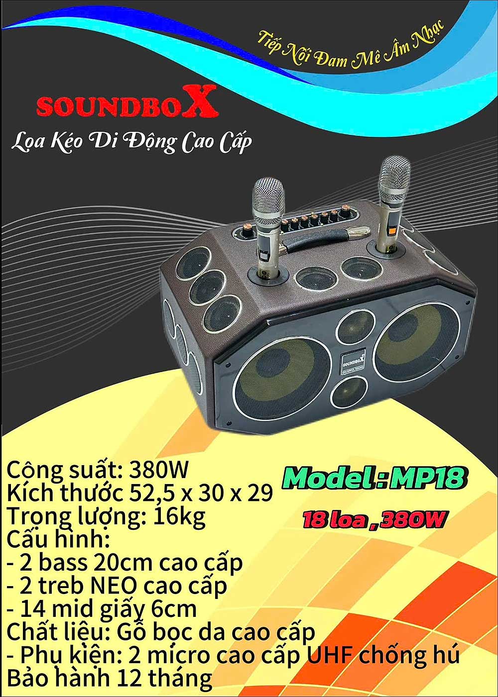 Loa xách tay Soundbox MP18 Loa xách tay Soundbox MP18, 18 củ loa