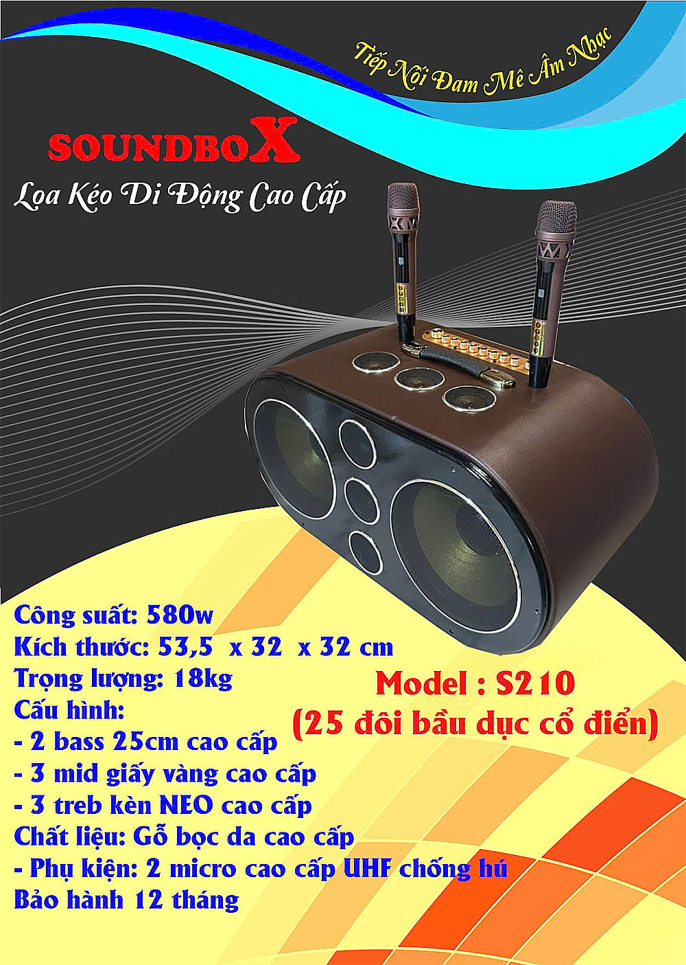 Loa xách tay Soundbox S210, 8 đơn vị loa