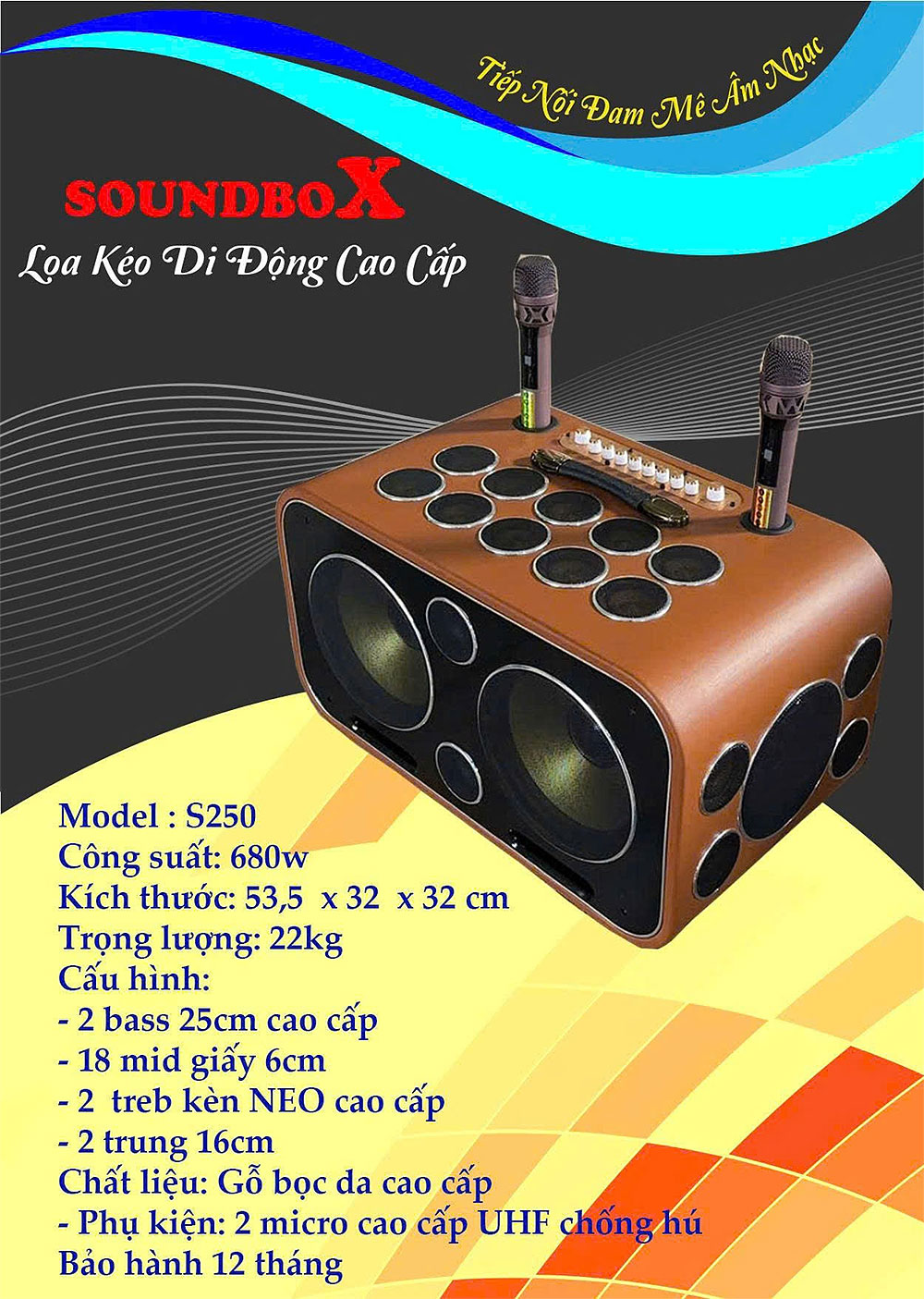 Loa xách tay Soundbox S250, 2 bass 25