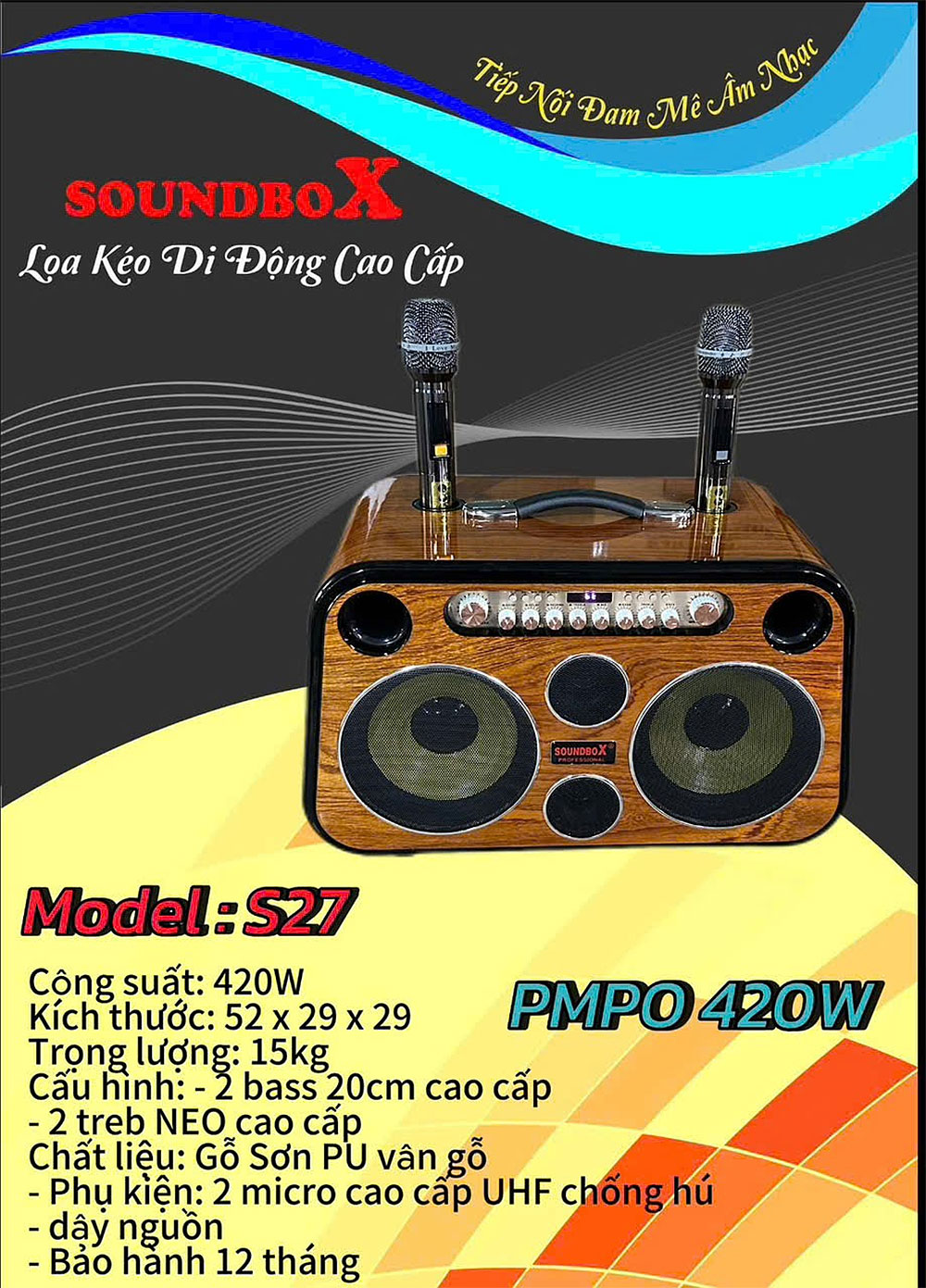 Loa xách tay Soundbox S27 Loa xách tay Soundbox S27, 2 bass 20