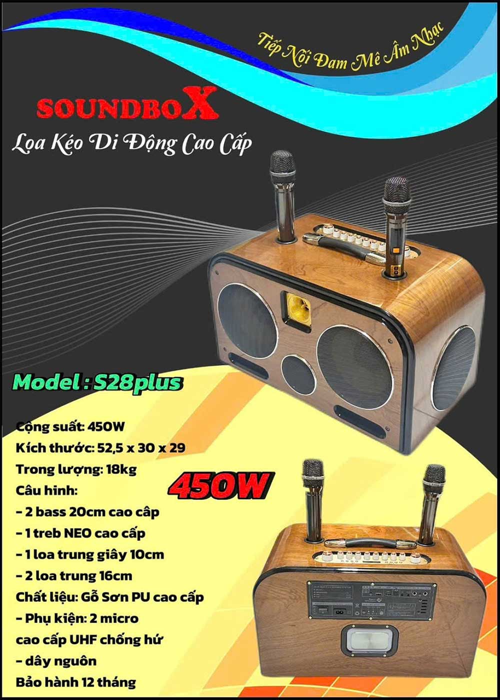 Loa xách tay Soundbox S28Plus, 2 bass 20