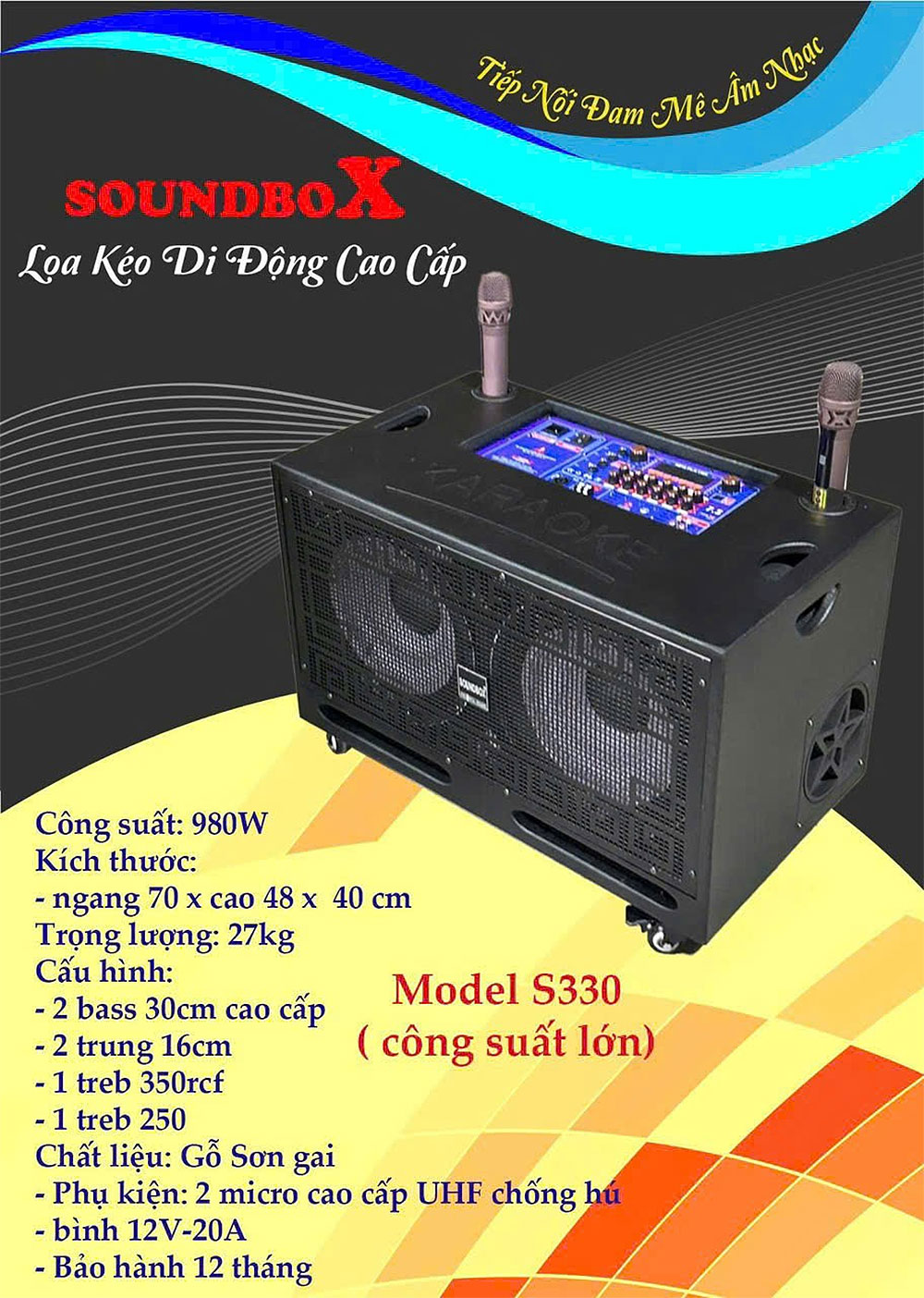 Loa xách tay Soundbox S330, 2 bass 30