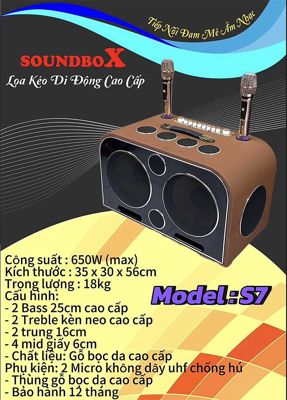 Loa xách tay Soundbox S7, 2 bass 25