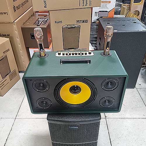 Loa xách tay Soundbox T2501B, kèm 2 mic ko dây