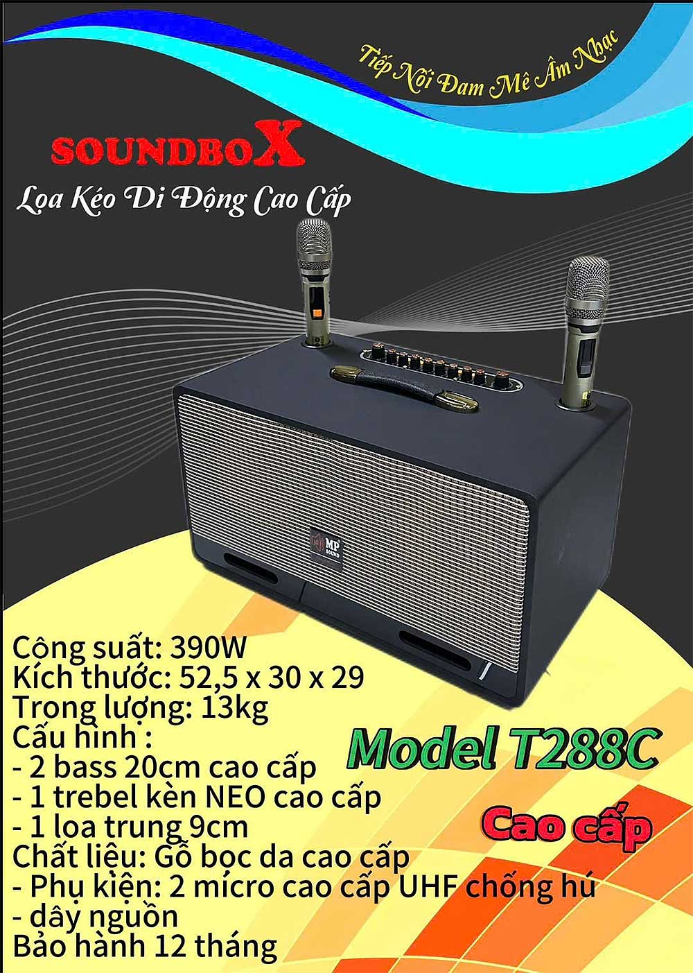 Loa xách tay Soundbox T288C, 3 đường tiếng