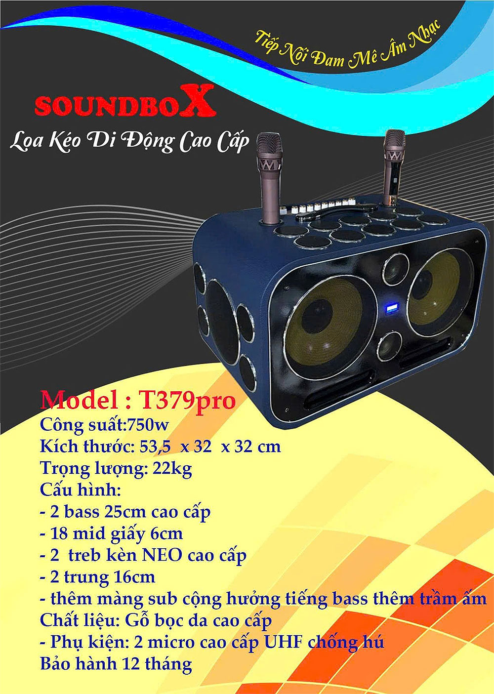 Loa xách tay Soundbox T379 Pro, 24 củ loa
