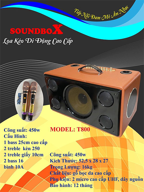 Loa xách tay Soundbox T800, 7 đơn vị loa