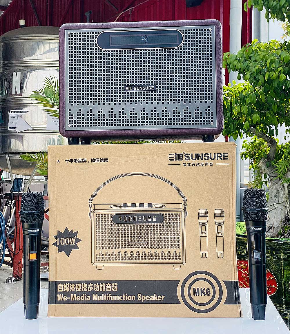 Loa xách tay Sunsure MK6, kèm 2 micro