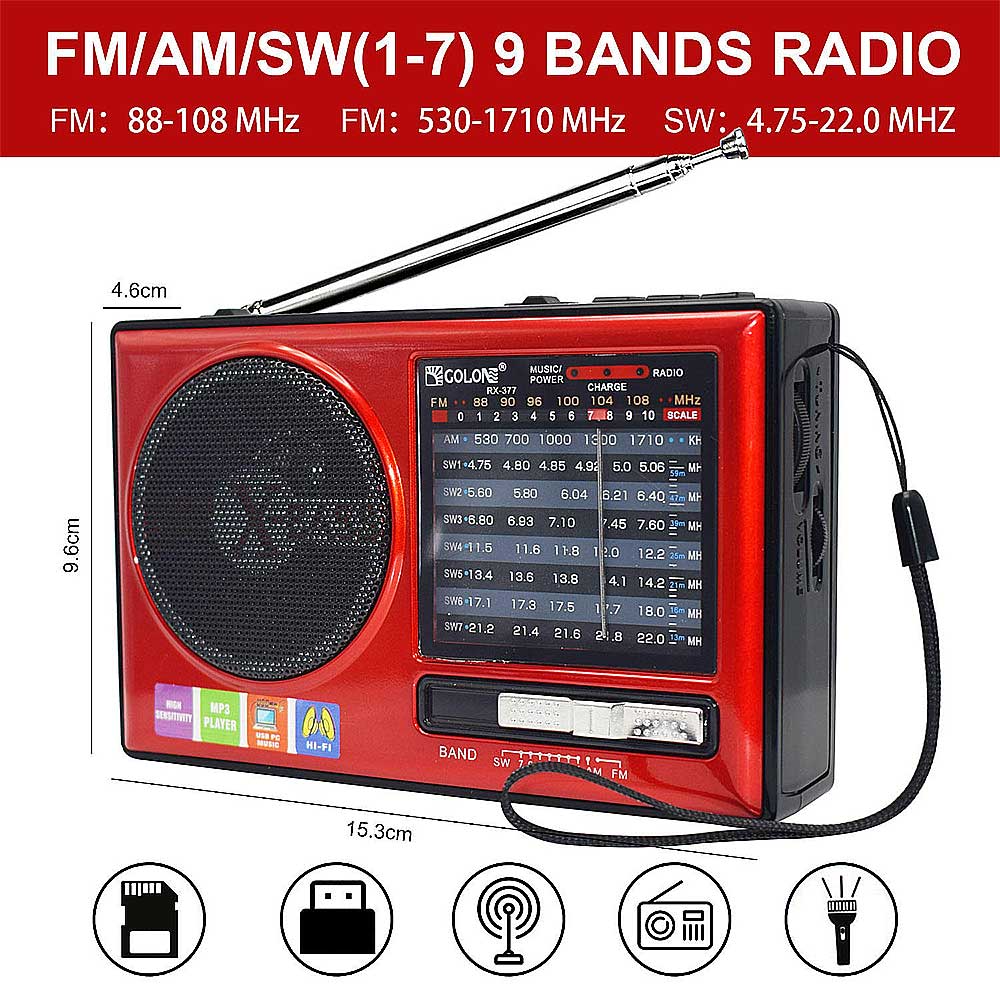 Radio GOLON RX-377BT, 9 băng tần