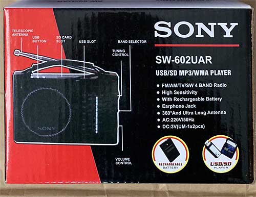 Radio SONY SW-602UAR, radio 4 band, nghe nhạc từ USB/ SD